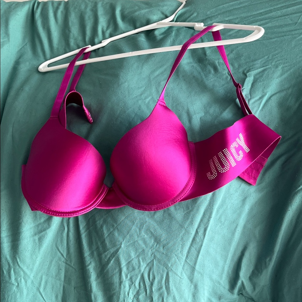 Juicy Couture Fuchsia Padded Logo Bra